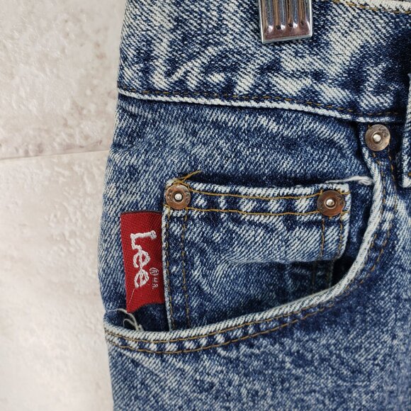 Acid Wash Jeans Lee Riders Snap Button Straight Leg Mens Size 34X 29.5 Husky Vtg - Picture 4 of 10